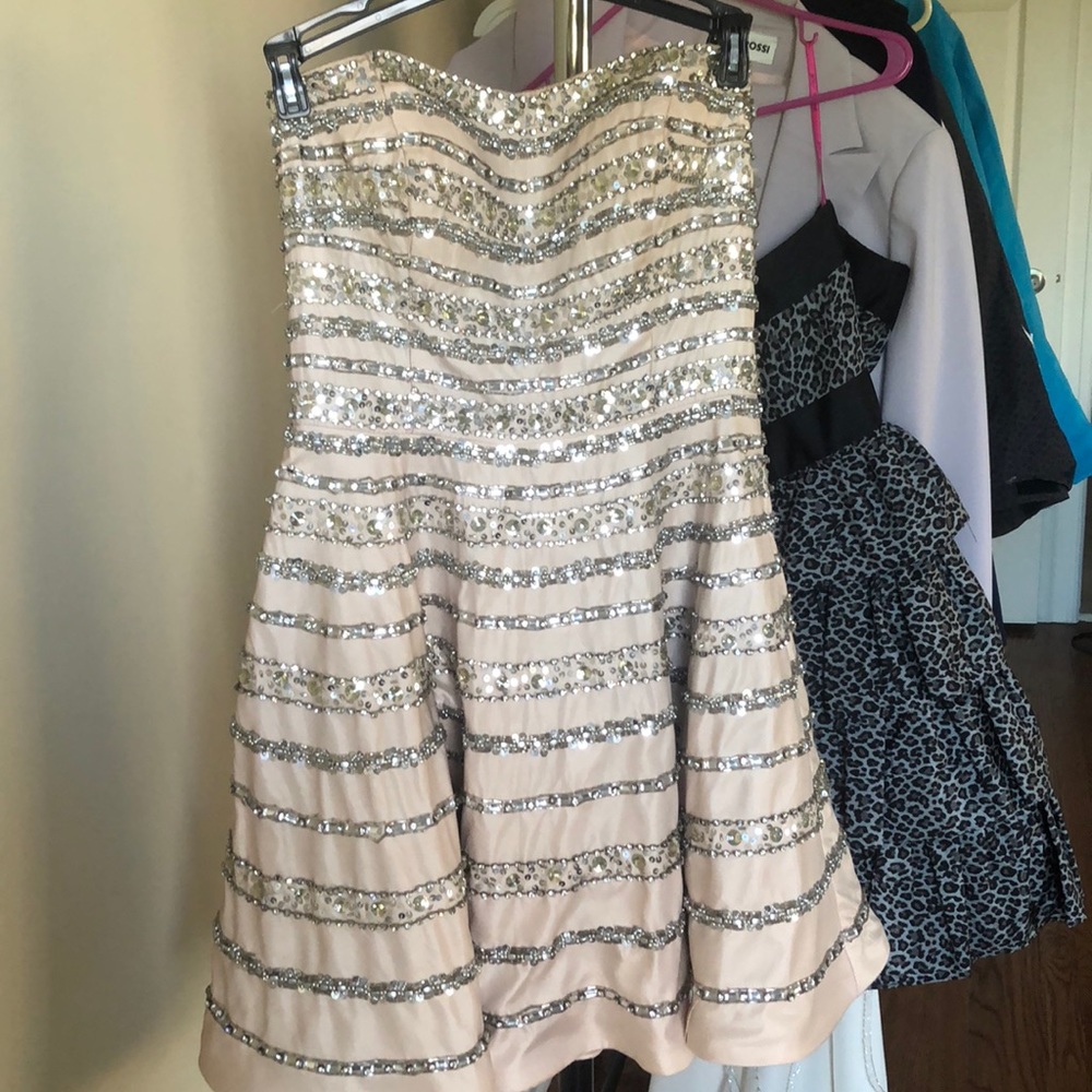 Short, beaded prom dress